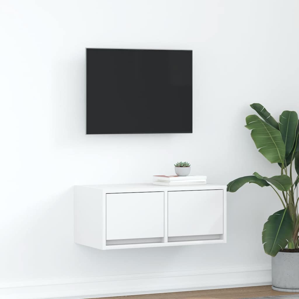 vidaXL Szafka RTV Biała 60x31x25,5 cm Drewno klejone