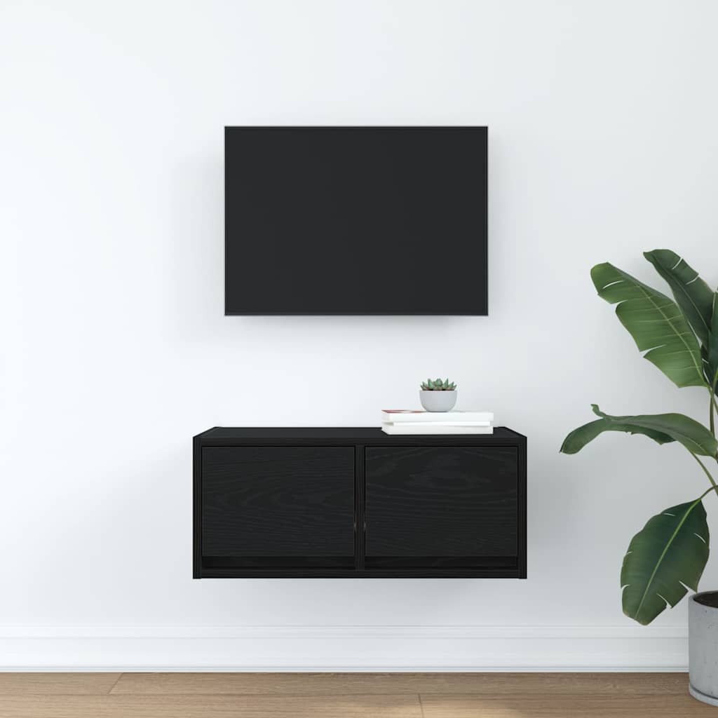 vidaXL Szafka RTV Czarny Dąb 60x31x25,5 cm Drewno klejone