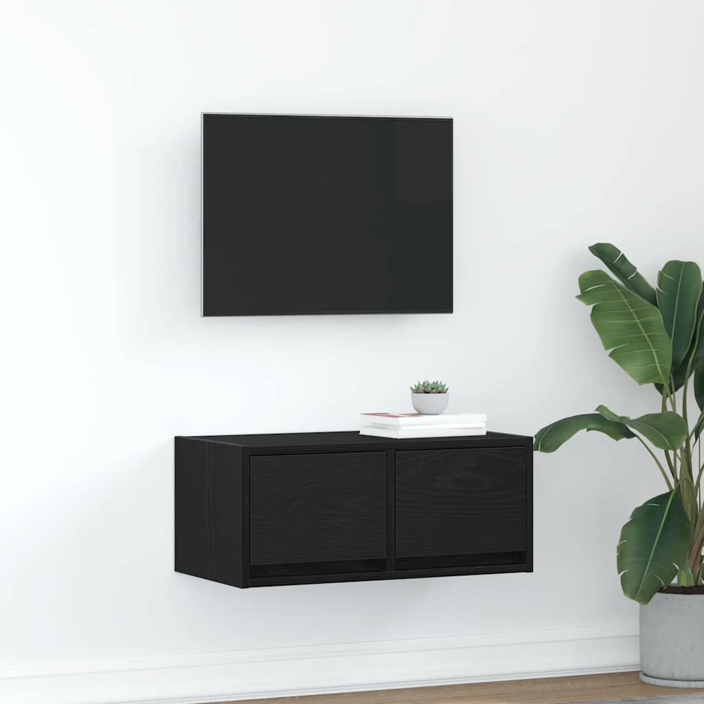 vidaXL Szafka RTV Czarny Dąb 60x31x25,5 cm Drewno klejone
