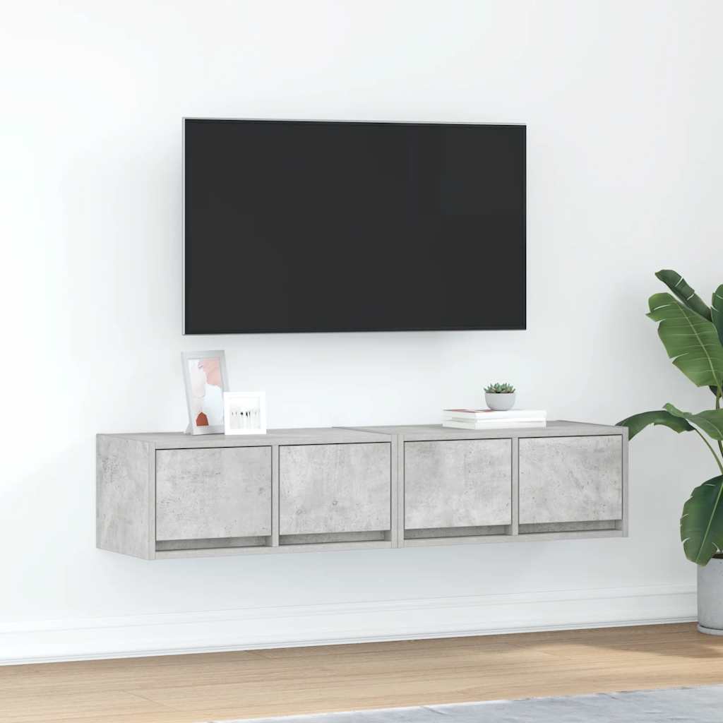 vidaXL Szafki RTV 2 szt. Beton Szary 60x31x25,5 cm Drewno klejone