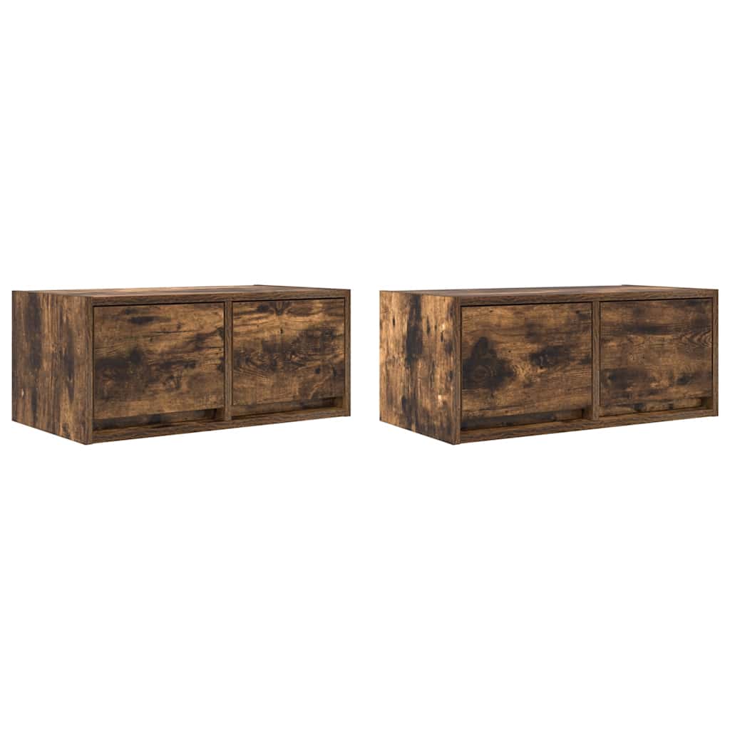 vidaXL Szafki RTV 2 szt. Dąb wędzony 60x31x25,5 cm Drewno klejone
