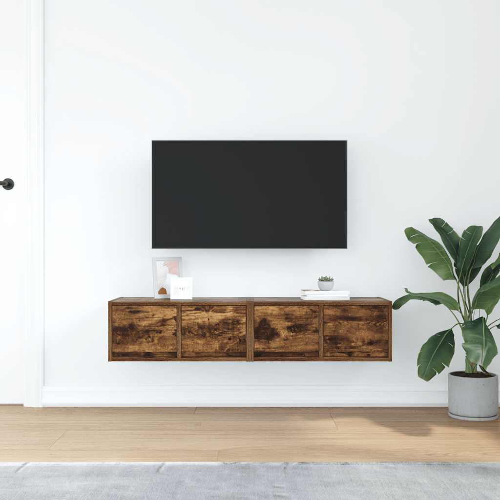 vidaXL Szafki RTV 2 szt. Dąb wędzony 60x31x25,5 cm Drewno klejone