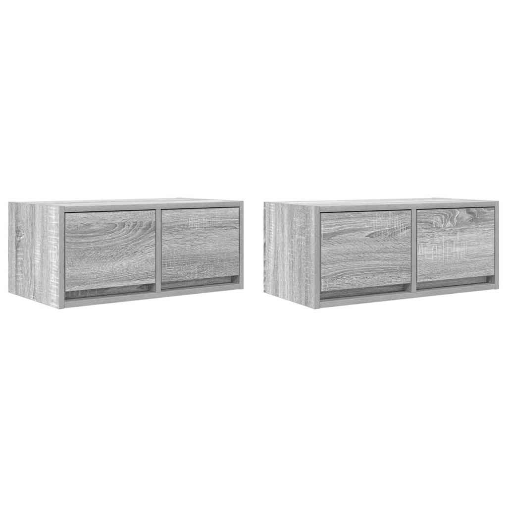 vidaXL Szafki RTV 2 szt. Szary Sonoma 60x31x25,5 cm Drewno klejone