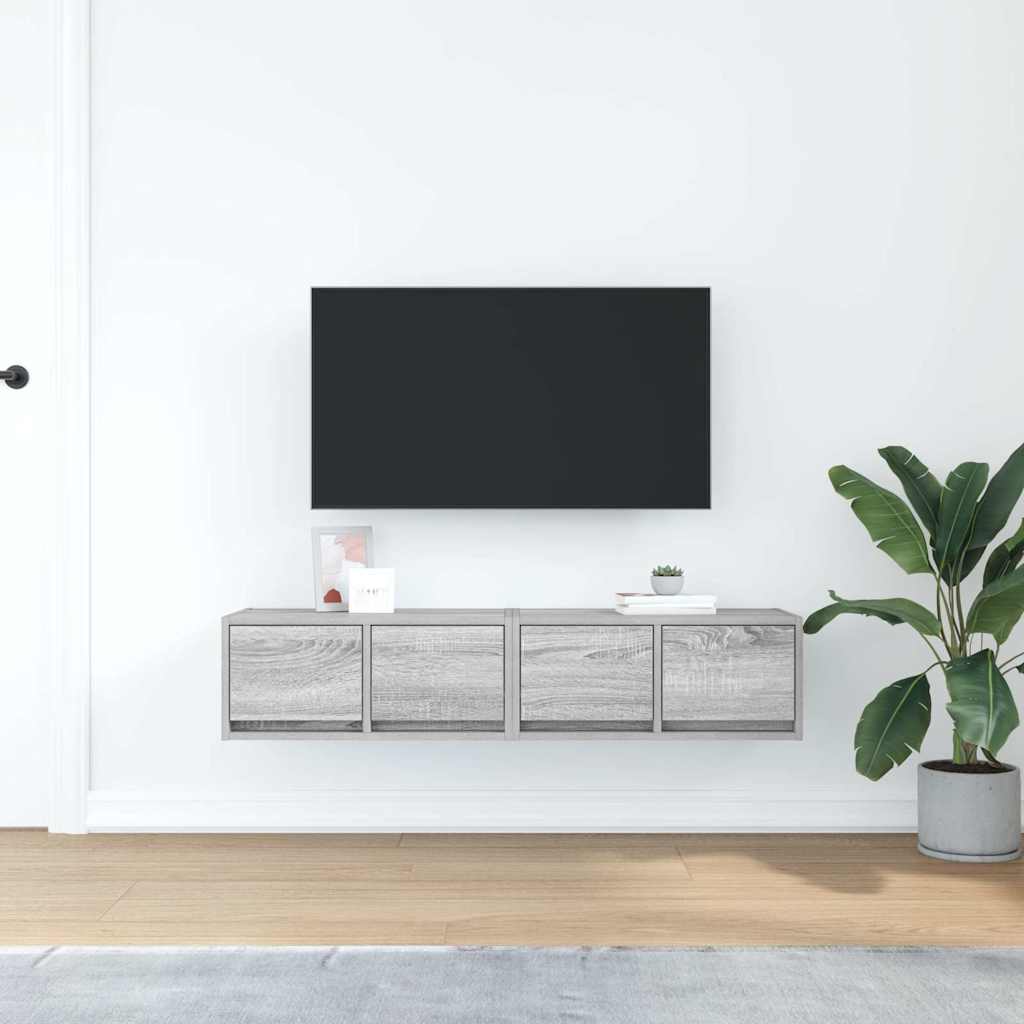 vidaXL Szafki RTV 2 szt. Szary Sonoma 60x31x25,5 cm Drewno klejone