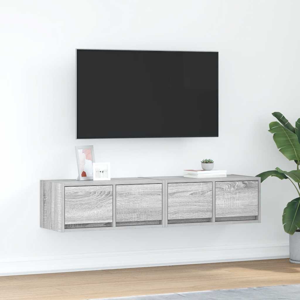 vidaXL Szafki RTV 2 szt. Szary Sonoma 60x31x25,5 cm Drewno klejone