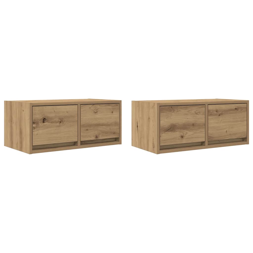 vidaXL Szafki RTV 2 szt. Dąb Artisan 60x31x25,5 cm Drewno klejone