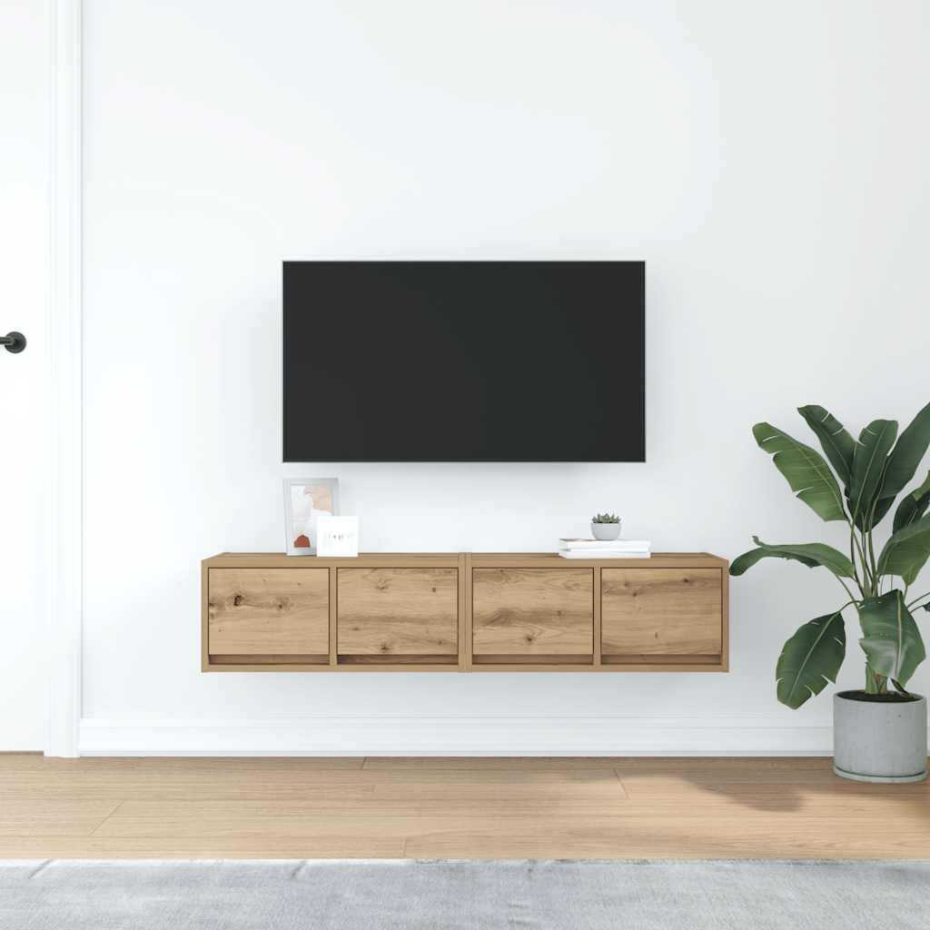 vidaXL Szafki RTV 2 szt. Dąb Artisan 60x31x25,5 cm Drewno klejone