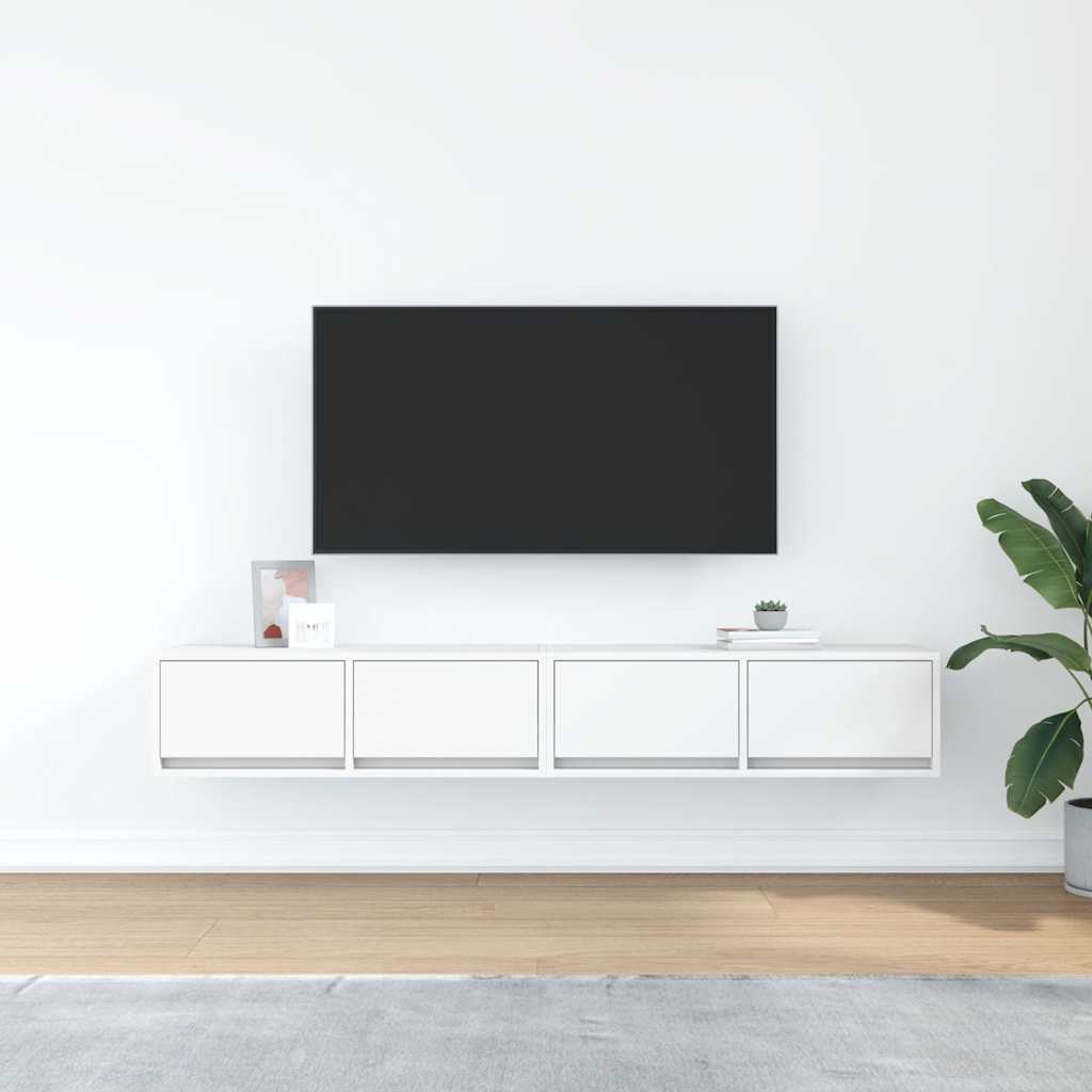 vidaXL Szafki pod TV 2 szt. Białe 80x31x25,5 cm Drewno klejone