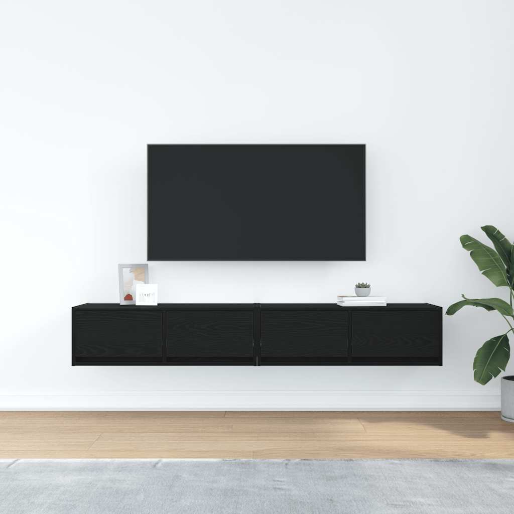 vidaXL Szafki RTV 2 szt. Dąb czarny 80x31x25,5 cm Drewno klejone