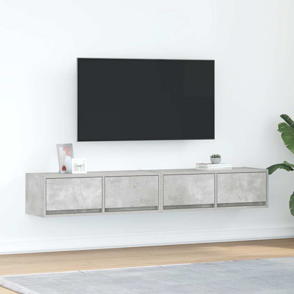vidaXL Szafki RTV 2 szt. Beton Szary 80x31x25,5 cm Drewno klejone
