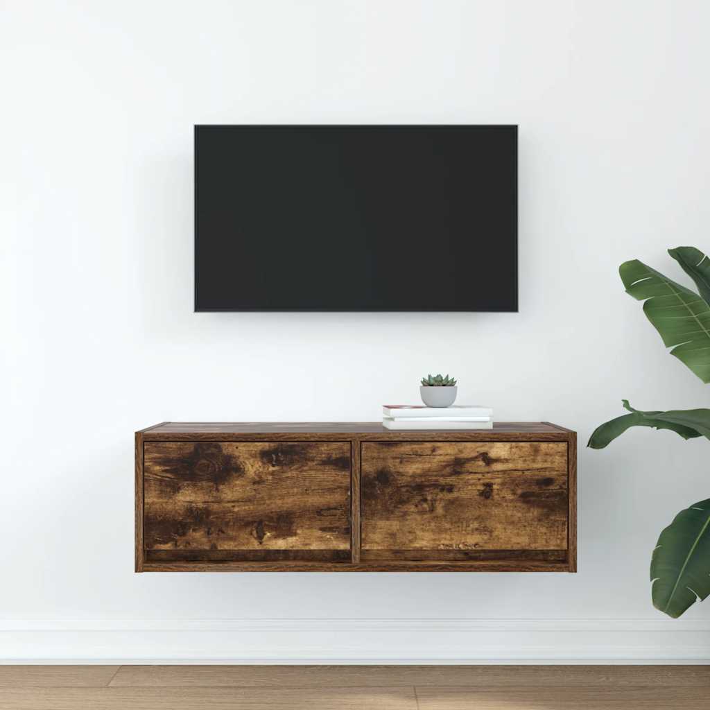 vidaXL Szafka RTV Dąb wędzony 80x31x25,5 cm Drewno klejone
