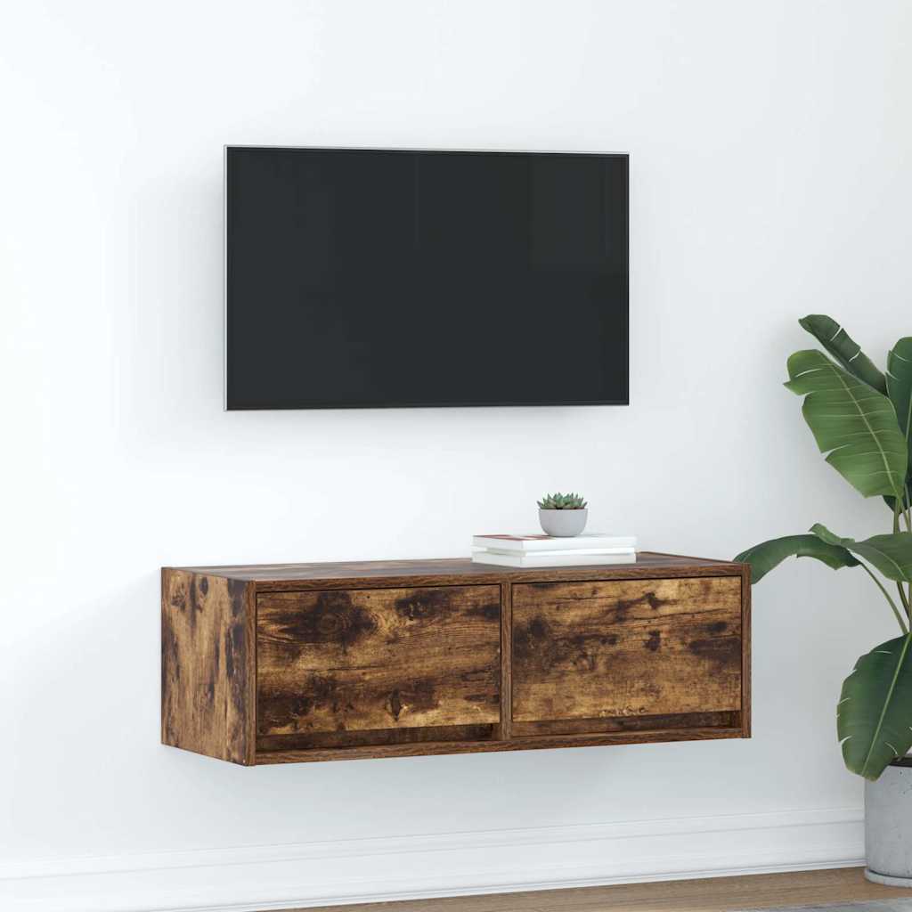 vidaXL Szafka RTV Dąb wędzony 80x31x25,5 cm Drewno klejone