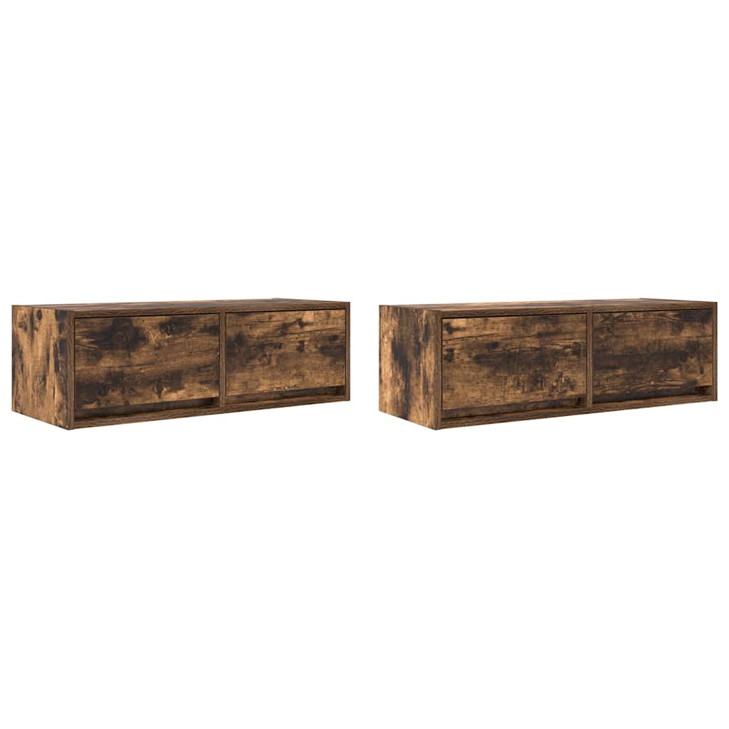 vidaXL Szafki RTV 2 szt. Dąb wędzony 80x31x25,5 cm Drewno klejone
