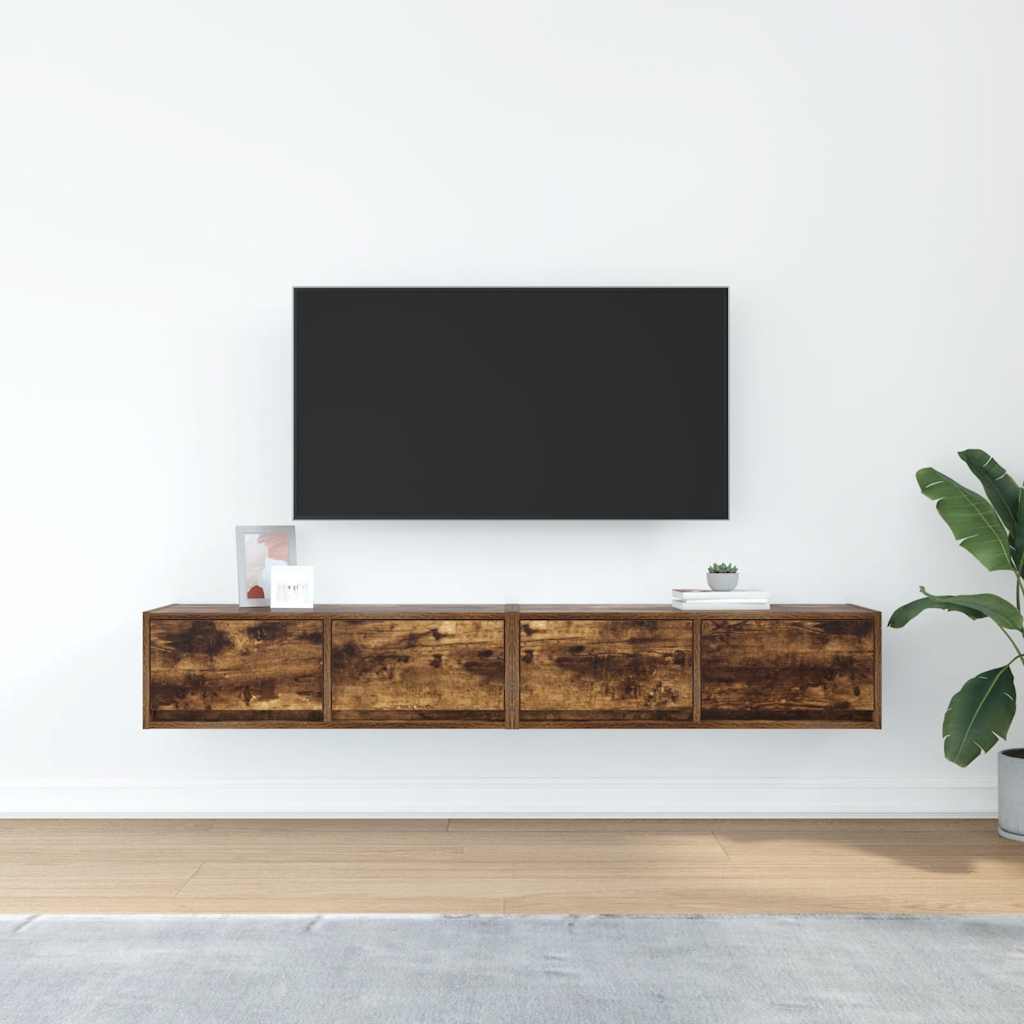 vidaXL Szafki RTV 2 szt. Dąb wędzony 80x31x25,5 cm Drewno klejone