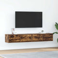vidaXL Szafki RTV 2 szt. Dąb wędzony 80x31x25,5 cm Drewno klejone