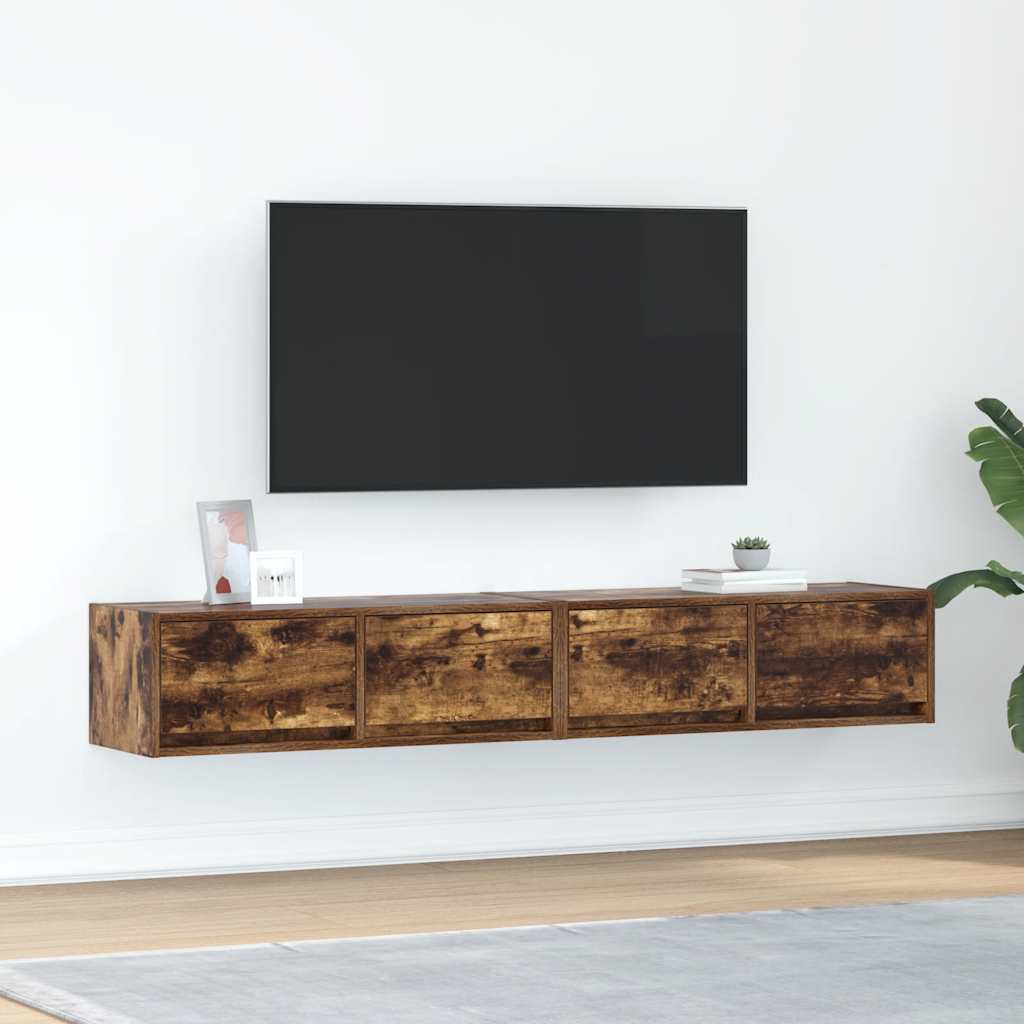 vidaXL Szafki RTV 2 szt. Dąb wędzony 80x31x25,5 cm Drewno klejone