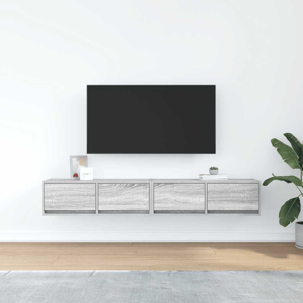 vidaXL Szafki RTV 2 szt. Szary Sonoma 80x31x25,5 cm Drewno klejone