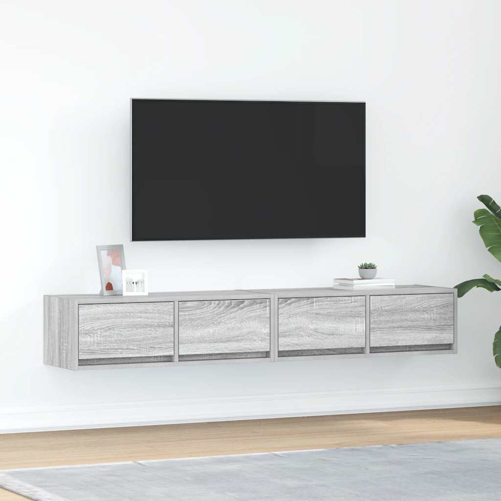vidaXL Szafki RTV 2 szt. Szary Sonoma 80x31x25,5 cm Drewno klejone