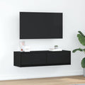 vidaXL Szafka pod telewizor z szufladą Czarny dąb 100 x 31 x 25,5 cm