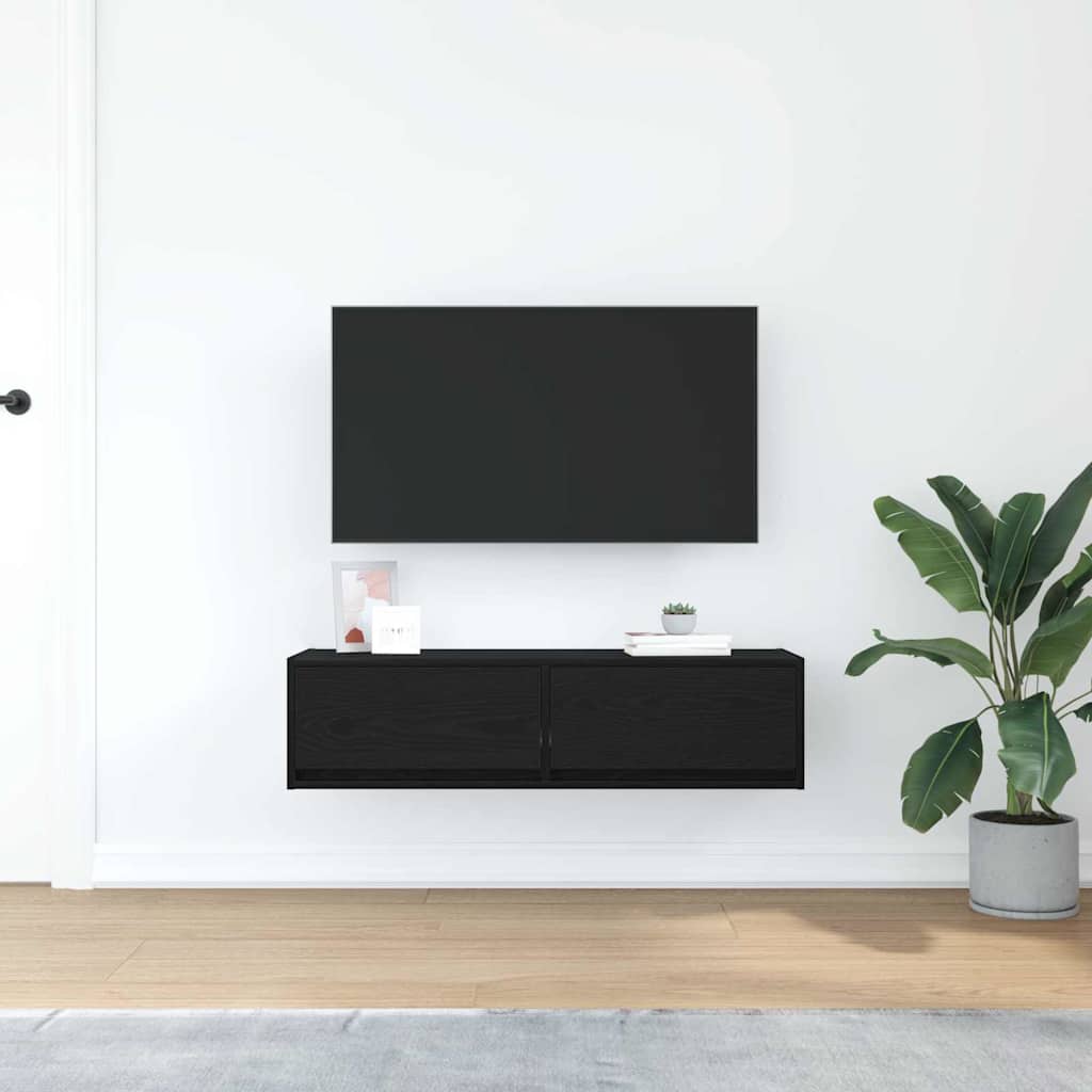 vidaXL Szafka pod telewizor z szufladą Czarny dąb 100 x 31 x 25,5 cm