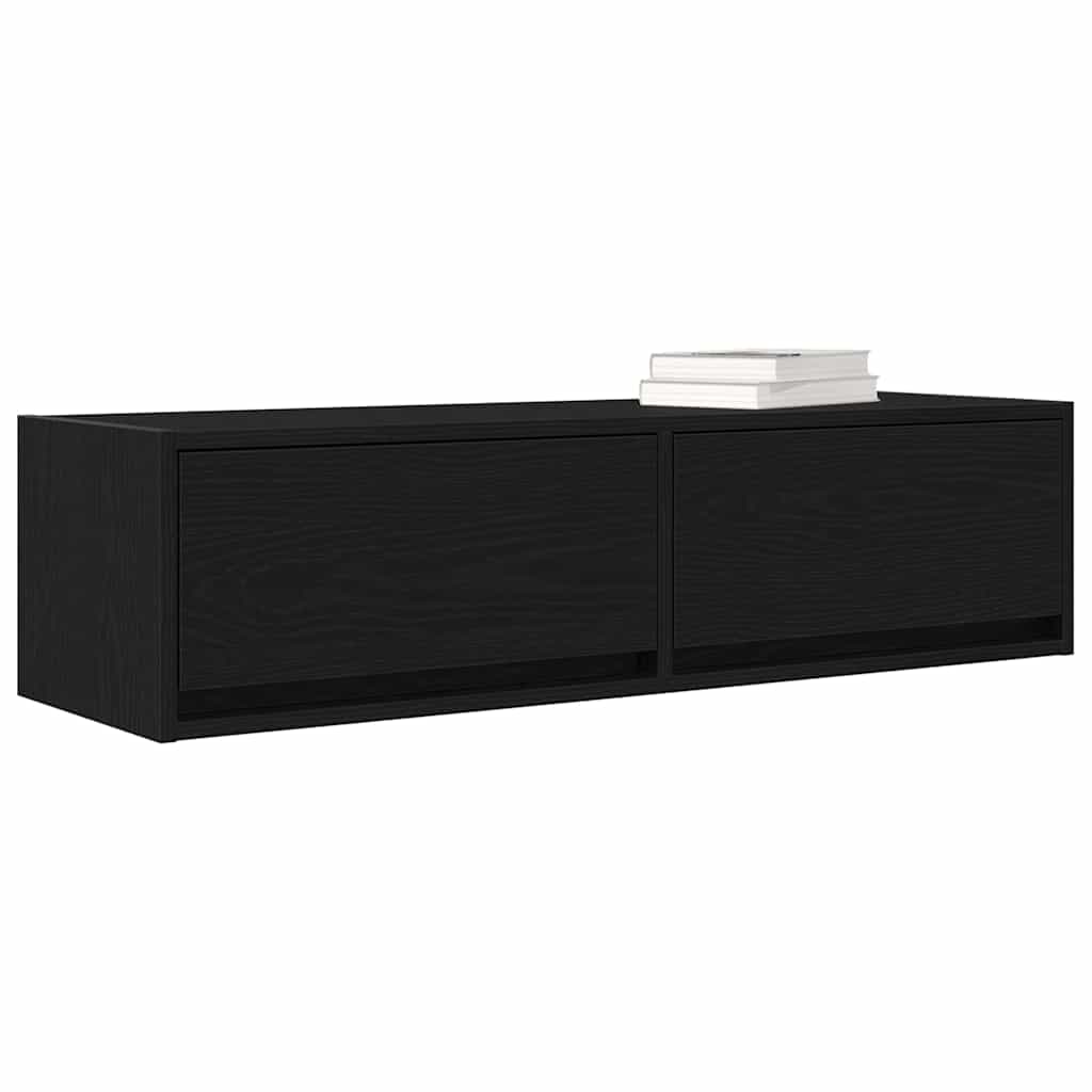 vidaXL Szafka pod telewizor z szufladą Czarny dąb 100 x 31 x 25,5 cm