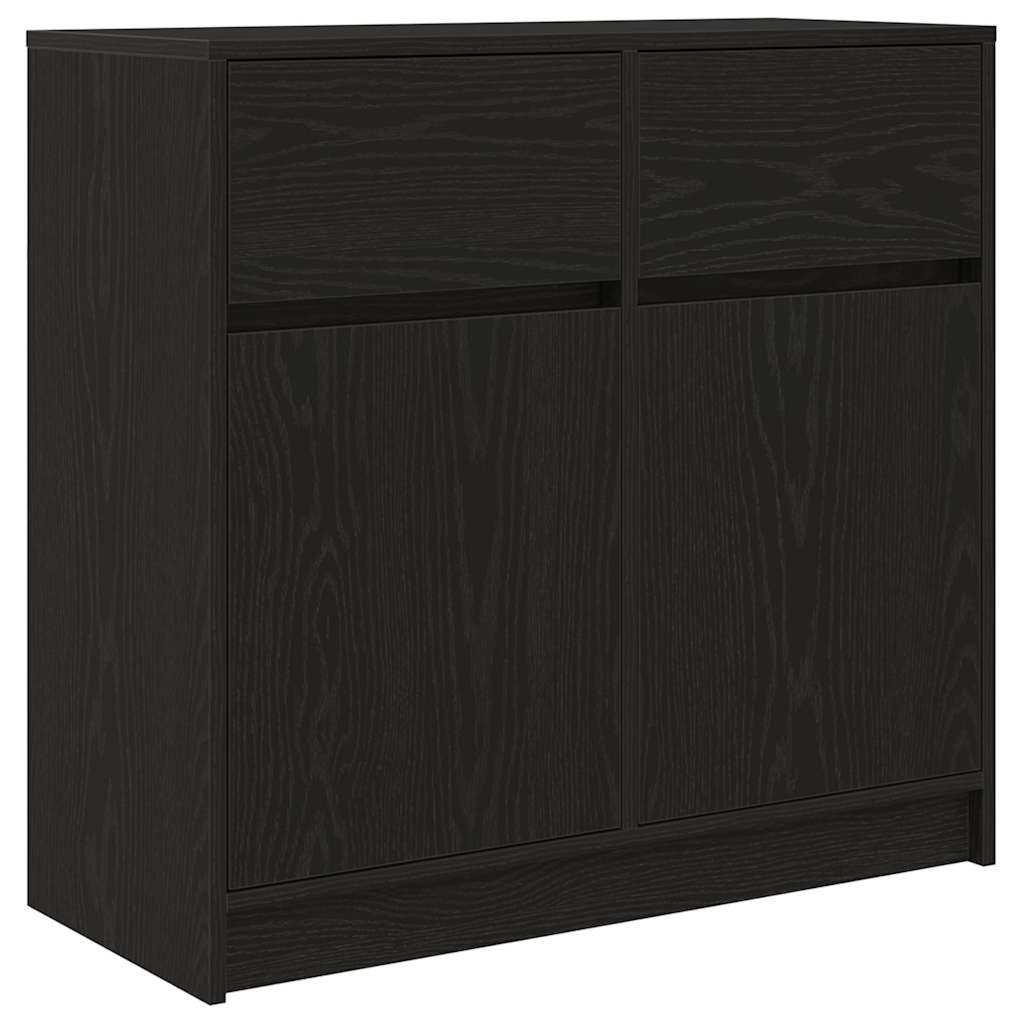 vidaXL Komoda z szufladą Czarny dąb 80x34x76 cm Drewno klejone