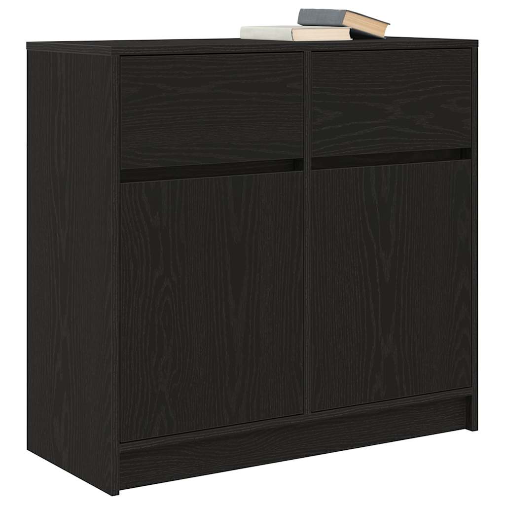 vidaXL Komoda z szufladą Czarny dąb 80x34x76 cm Drewno klejone