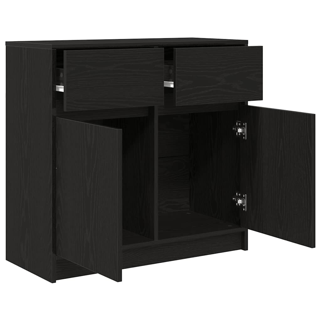 vidaXL Komoda z szufladą Czarny dąb 80x34x76 cm Drewno klejone