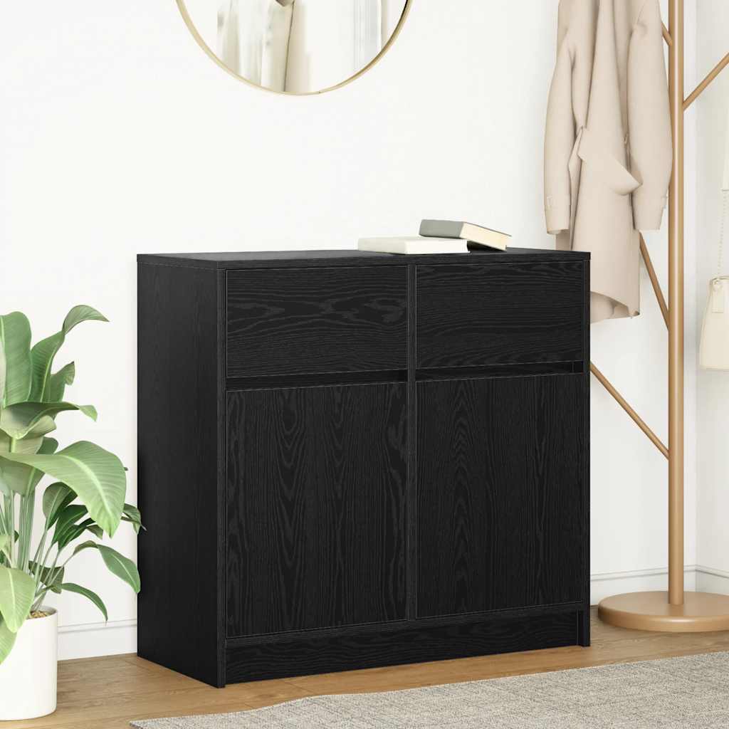 vidaXL Komoda z szufladą Czarny dąb 80x34x76 cm Drewno klejone