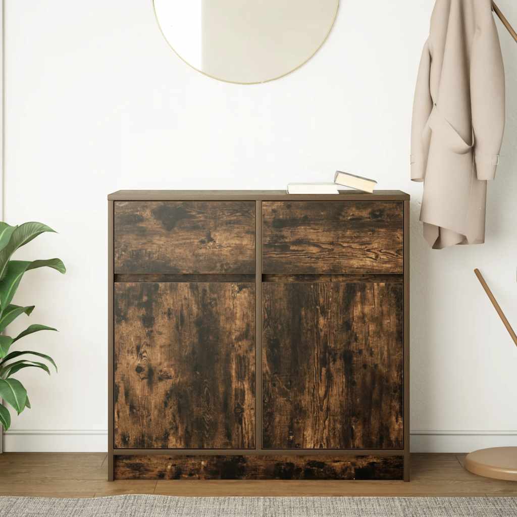 vidaXL Komoda z szufladą Dąb wędzony 80x34x76 cm Drewno klejone