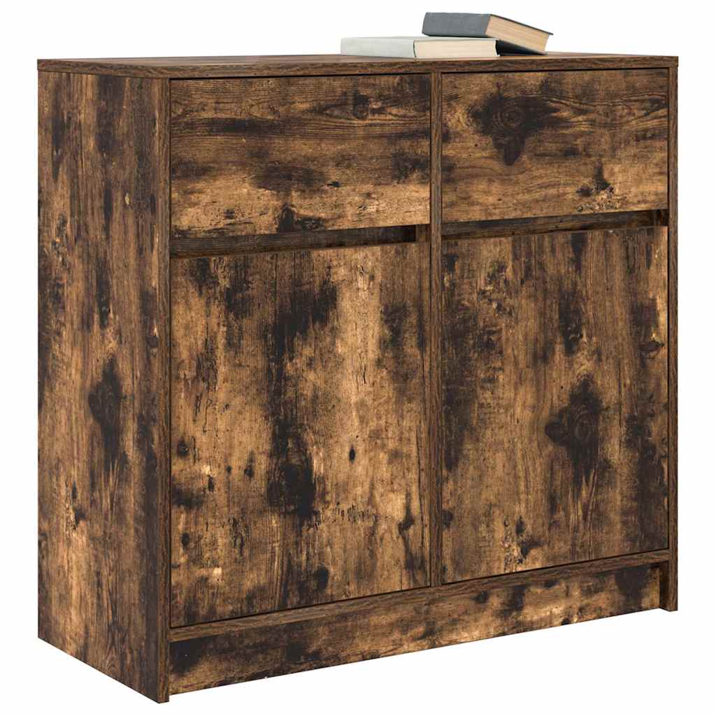 vidaXL Komoda z szufladą Dąb wędzony 80x34x76 cm Drewno klejone