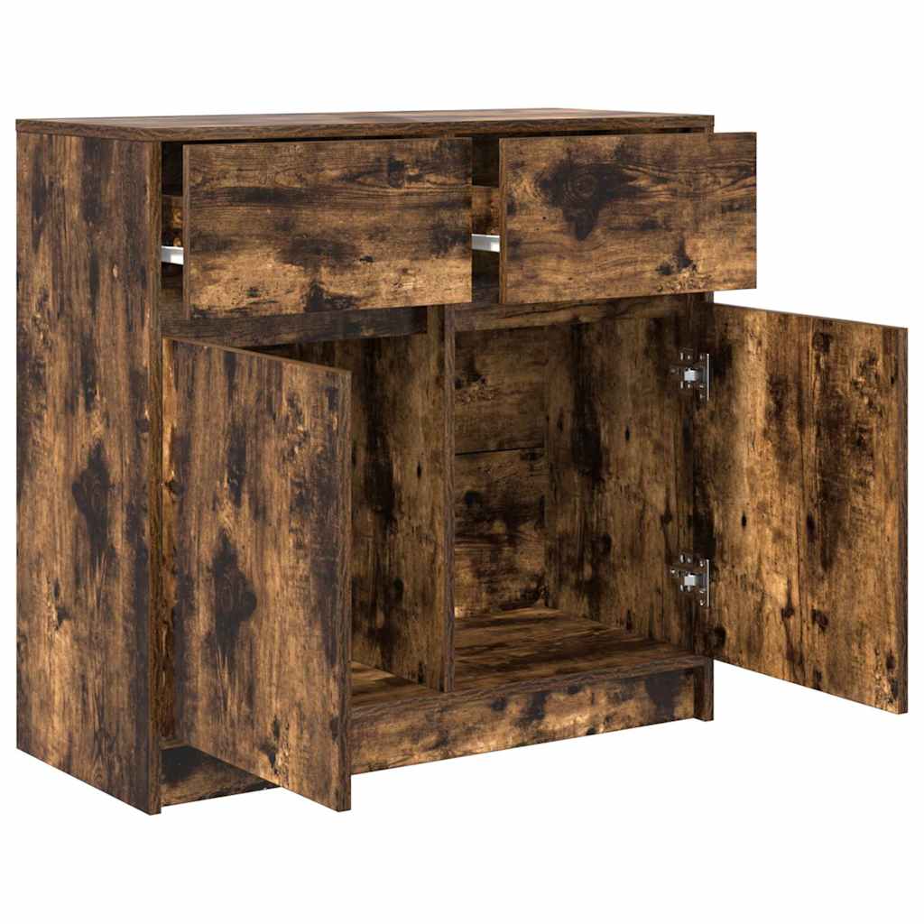 vidaXL Komoda z szufladą Dąb wędzony 80x34x76 cm Drewno klejone