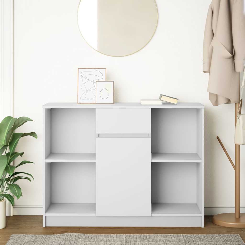 vidaXL Komoda z szufladą Biała 101x35x76 cm Drewno klejone