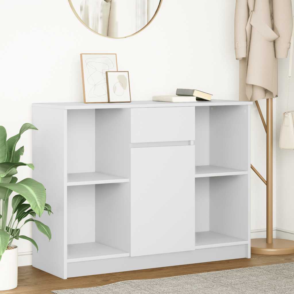 vidaXL Komoda z szufladą Biała 101x35x76 cm Drewno klejone
