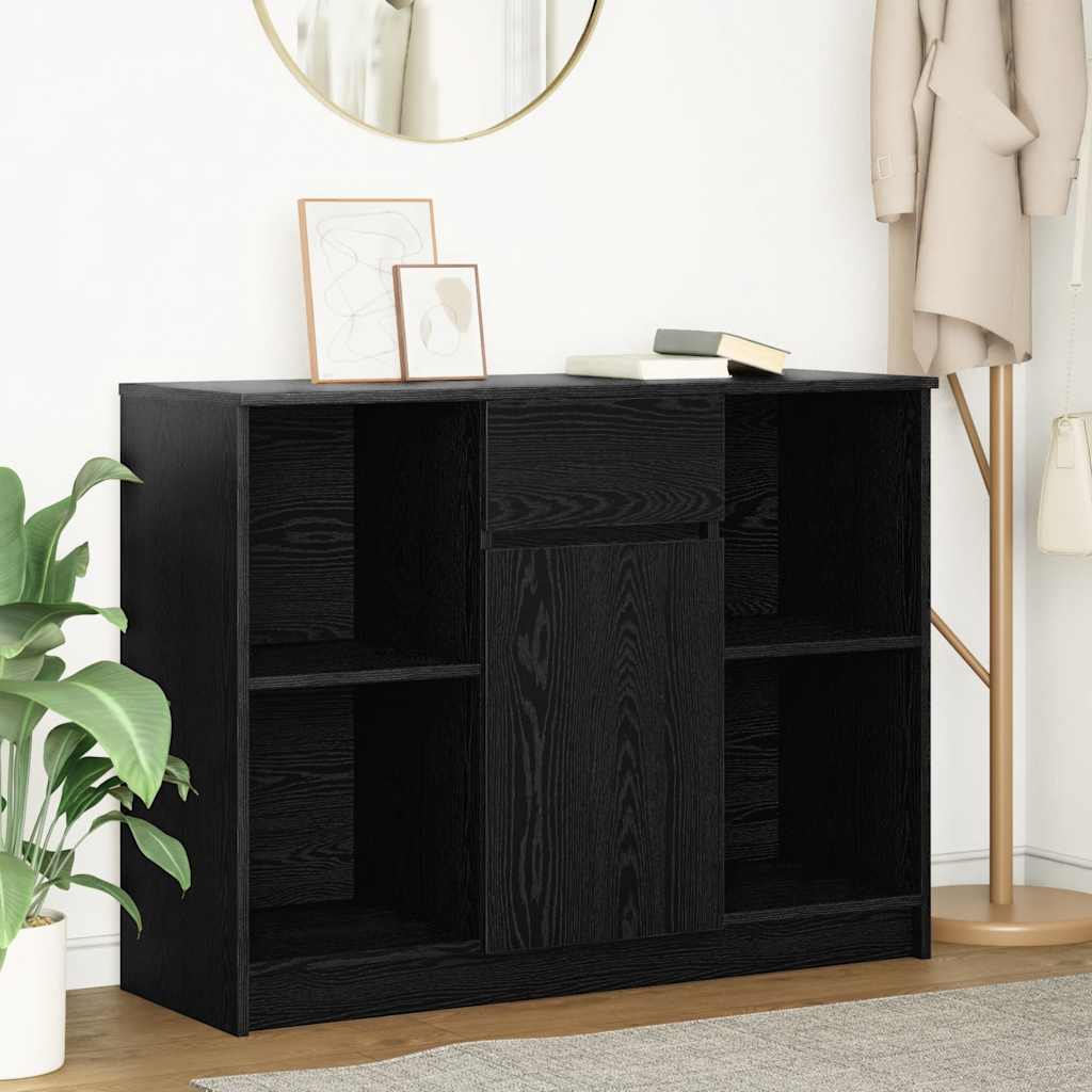 vidaXL Komoda z szufladą Czarny dąb 101x35x76 cm Drewno klejone
