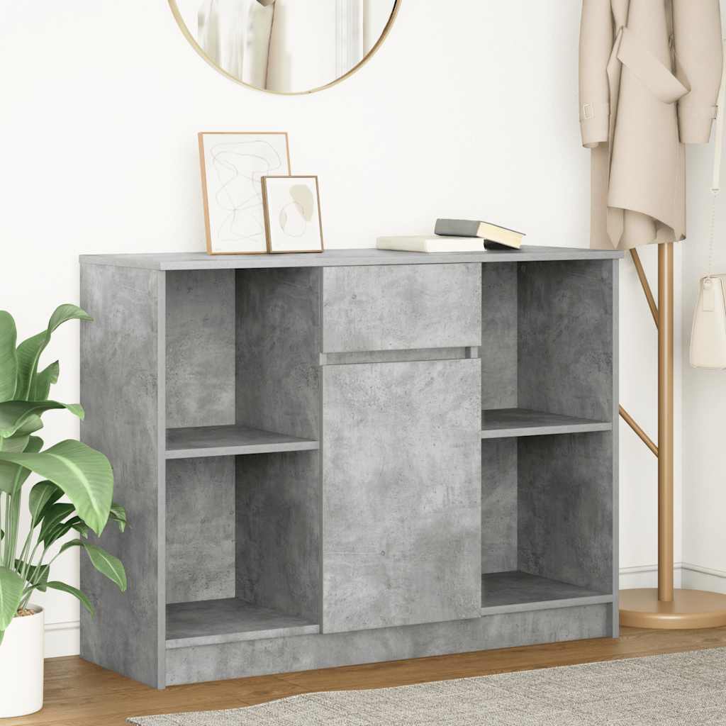 vidaXL Komoda z szufladą Betonowa szarość 101x35x76 cm Drewno klejone
