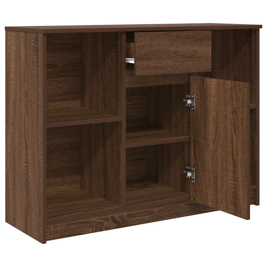vidaXL Komoda z szufladą Brązowy dąb 101x35x76 cm Drewno klejone
