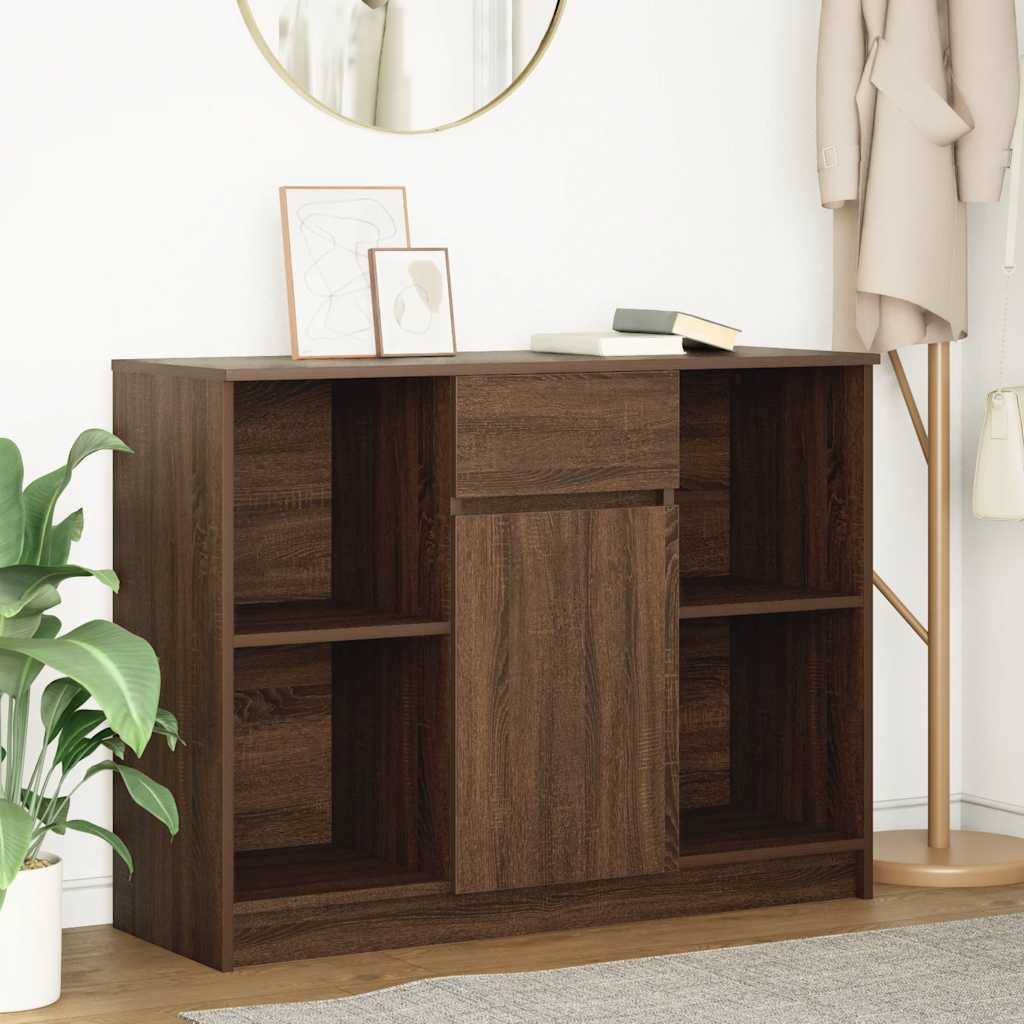 vidaXL Komoda z szufladą Brązowy dąb 101x35x76 cm Drewno klejone