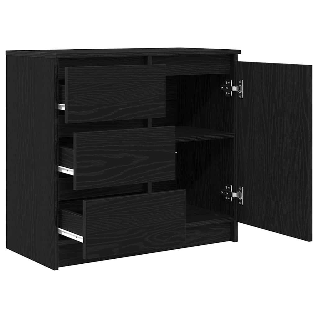 vidaXL Komoda z szufladą Czarny dąb 71x35x65 cm Drewno klejone