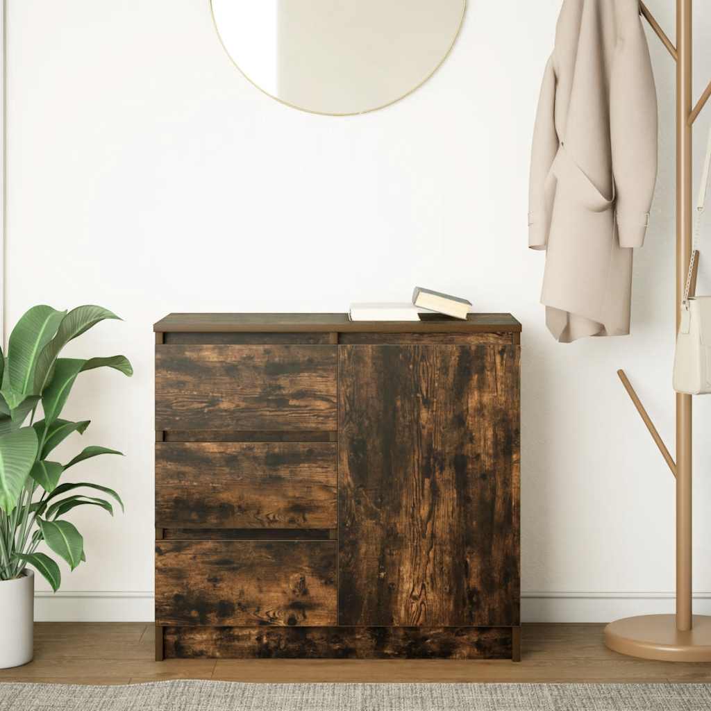 vidaXL Komoda z szufladą Dąb wędzony 71x35x65 cm Drewno klejone