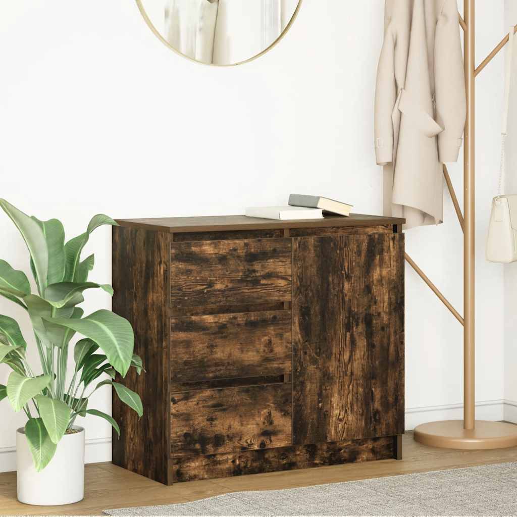 vidaXL Komoda z szufladą Dąb wędzony 71x35x65 cm Drewno klejone