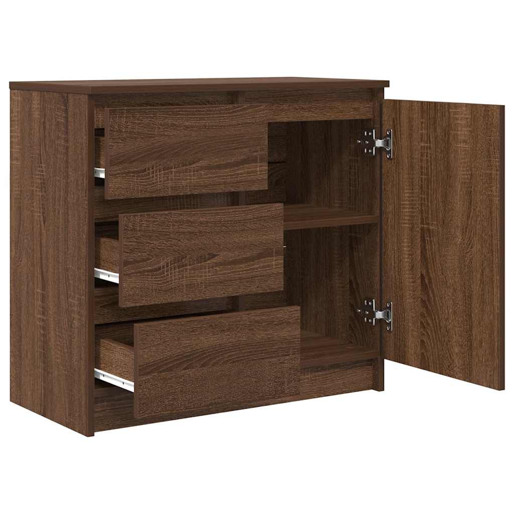 vidaXL Komoda z szufladą Brązowy dąb 71x35x65 cm Drewno klejone
