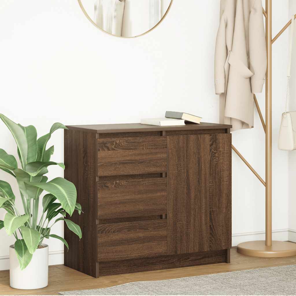 vidaXL Komoda z szufladą Brązowy dąb 71x35x65 cm Drewno klejone