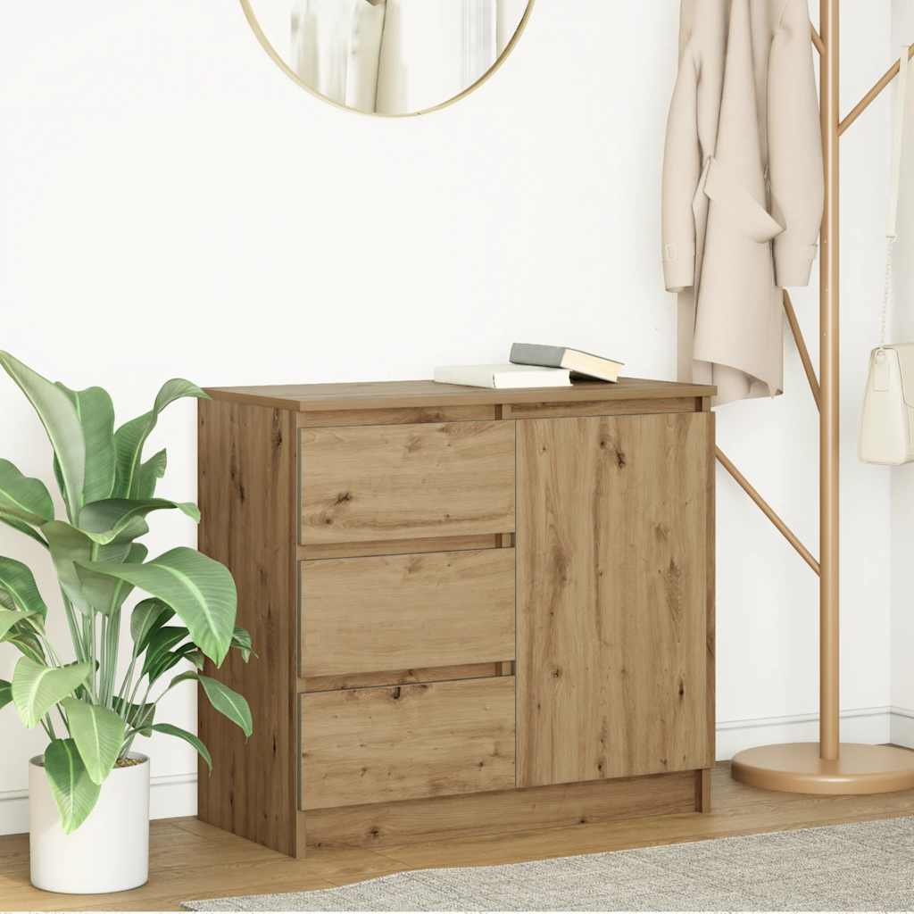 vidaXL Komoda z szufladą Artisan Oak 71x35x65 cm Drewno klejone