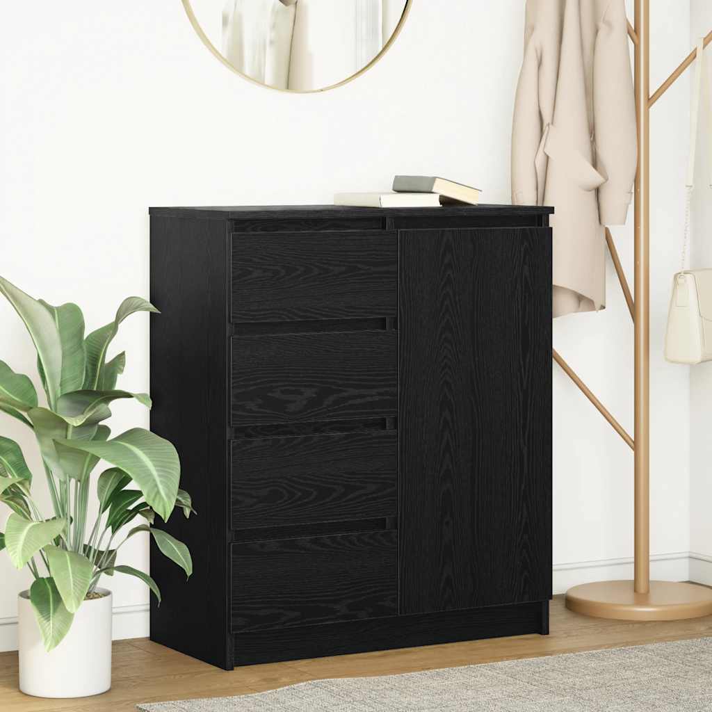 vidaXL Komoda z szufladami Czarny dąb 71x35x84 cm Drewno klejone