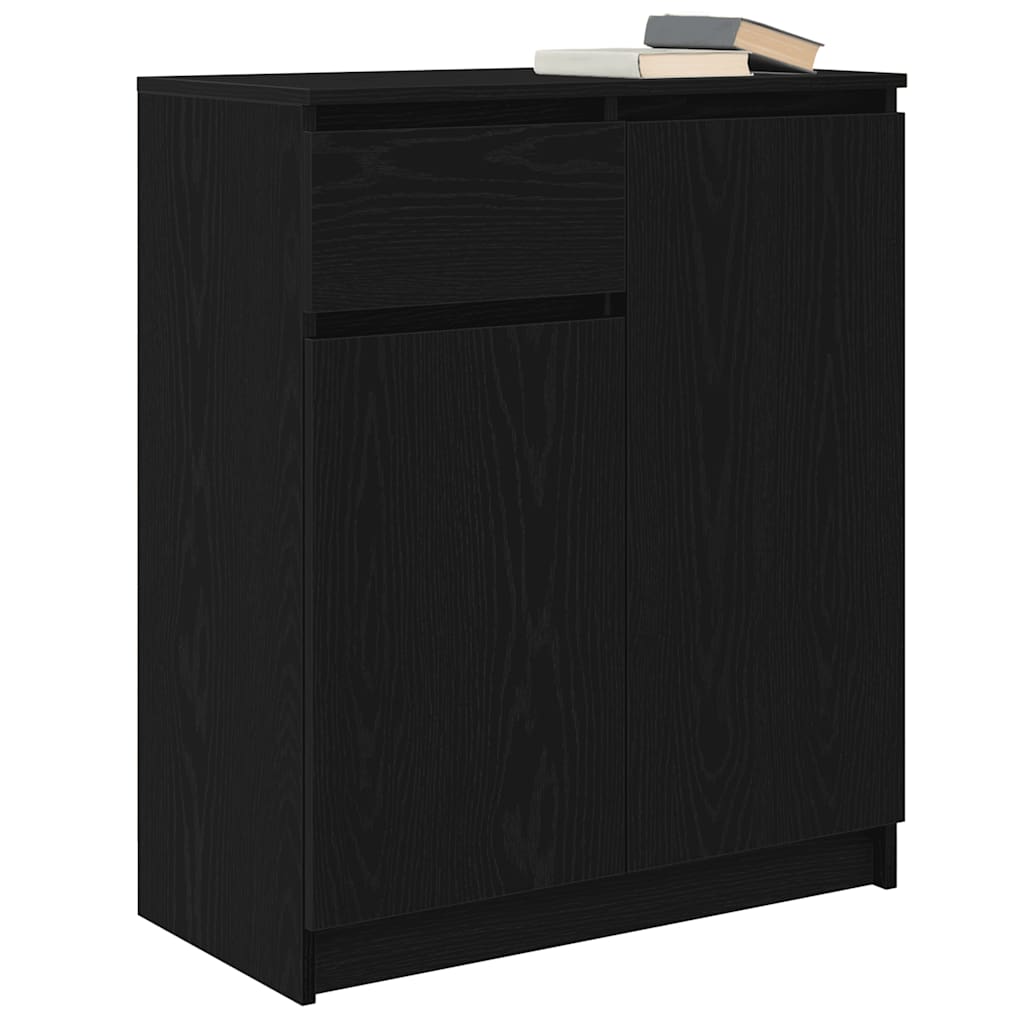 vidaXL Komoda z szufladą Czarny dąb 71x35x84 cm Drewno klejone