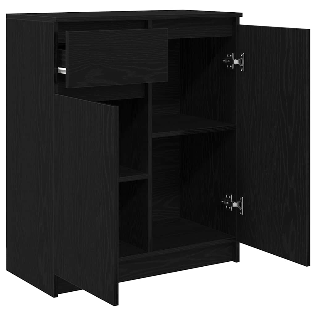 vidaXL Komoda z szufladą Czarny dąb 71x35x84 cm Drewno klejone