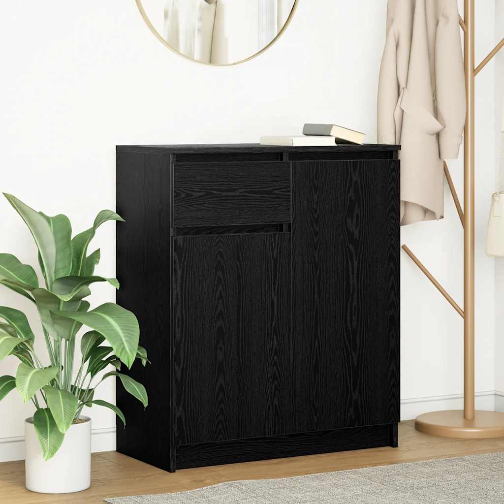 vidaXL Komoda z szufladą Czarny dąb 71x35x84 cm Drewno klejone