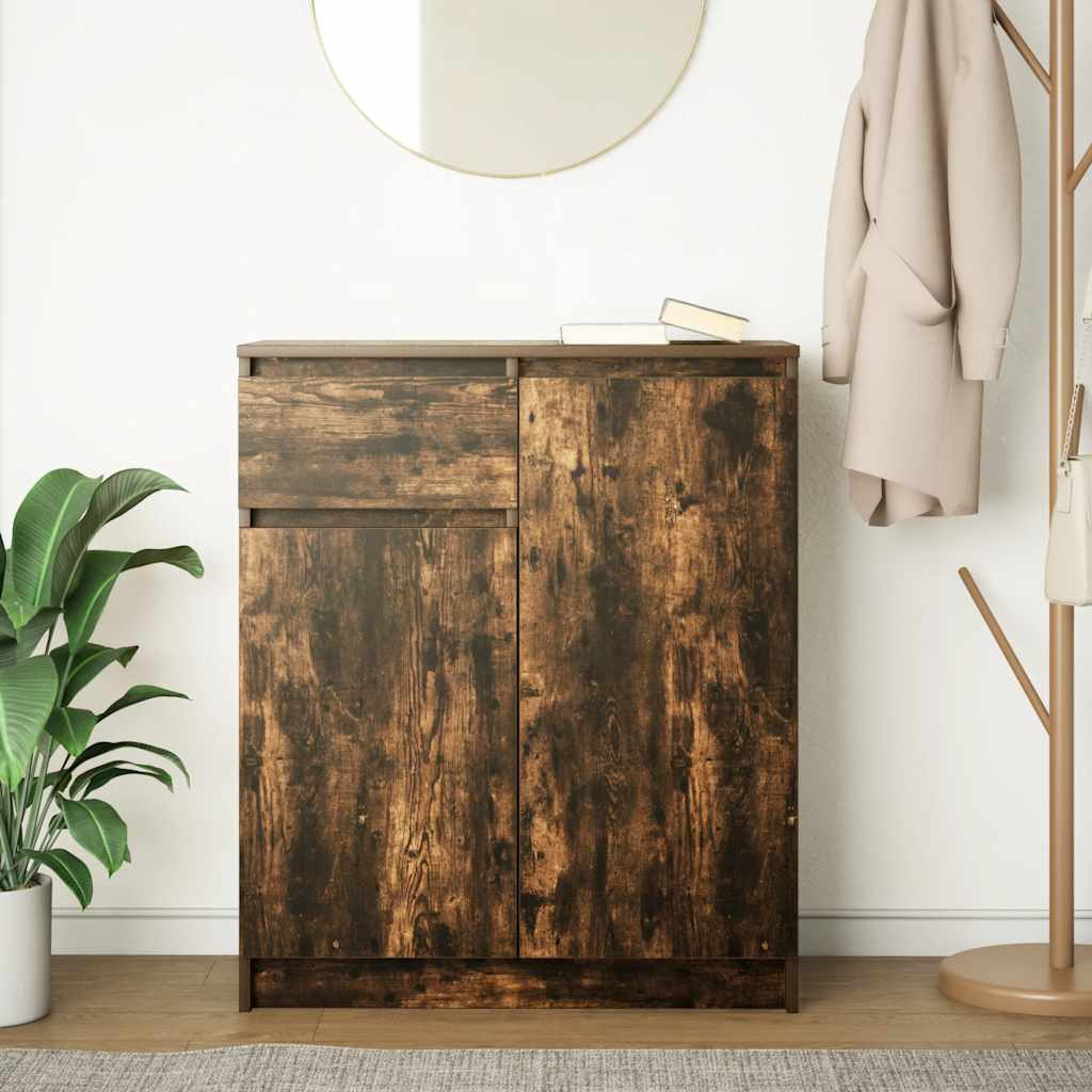 vidaXL Komoda z szufladą Dąb wędzony 71x35x84 cm Drewno klejone