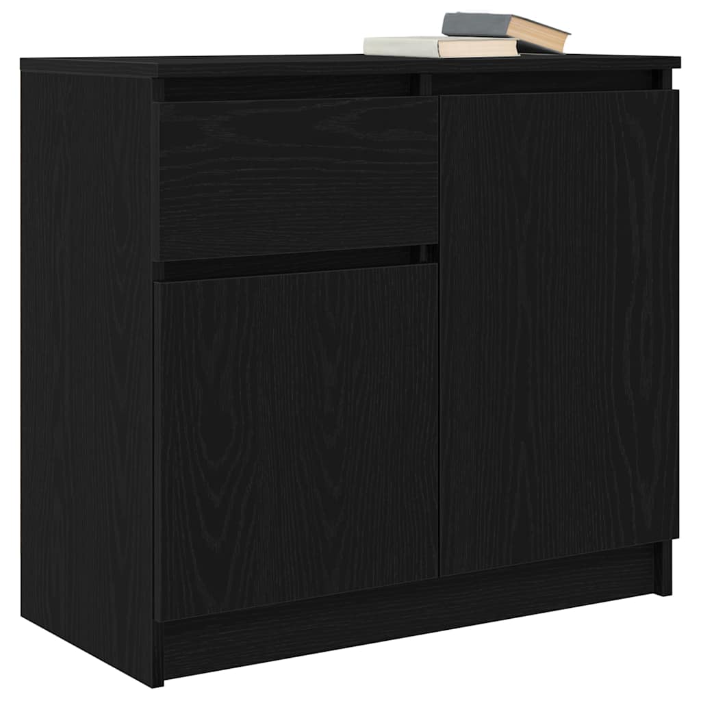 vidaXL Komoda z szufladą Czarny dąb 71x35x65 cm Drewno klejone